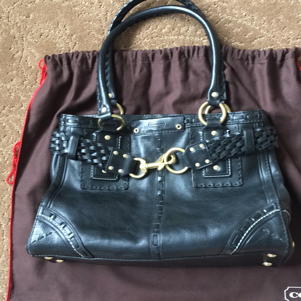 Coach black leather bag